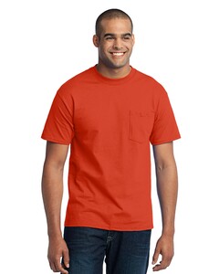 Port &amp; Co PC55P Orange-50/50 Cotton/Poly T-Shirt with Pocket Orange