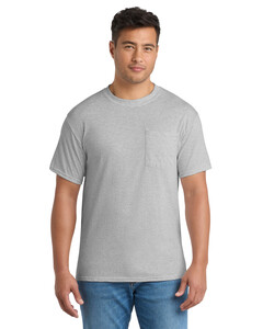 Port &amp; Co PC55PT Gray-Tall 50/50 Cotton/Poly T-Shirt with Pocket Gray