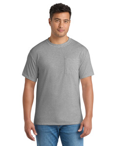 Port & Co PC55PT Gray-Tall 50/50 Cotton/Poly T-Shirt with Pocket Gray