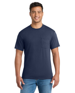 Port &amp; Co PC55PT Navy-Tall 50/50 Cotton/Poly T-Shirt with Pocket Navy