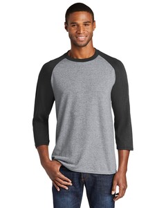 Port & Co PC55RS Gray-50/50 Cotton/Poly 3/4-Sleeve Raglan T-Shirt Gray