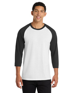 Port & Co PC55RS White-50/50 Cotton/Poly 3/4-Sleeve Raglan T-Shirt White