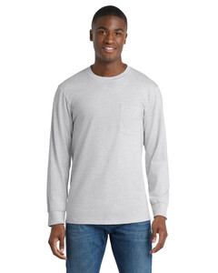 Port & Co PC61LSPT Gray-Tall Long Sleeve Essential T-Shirt with Pocket Gray