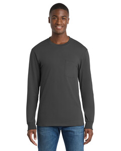 Port & Co PC61LSPT Gray-Tall Long Sleeve Essential T-Shirt with Pocket Gray