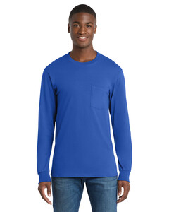Port & Co PC61LSPT Blue-Tall Long Sleeve Essential T-Shirt with Pocket Blue