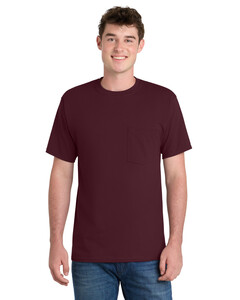 Port & Co PC61P Maroon-Essential T-Shirt with Pocket Maroon