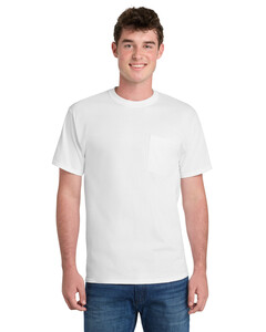 Port &amp; Co PC61PT White-Tall Essential T-Shirt with Pocket White