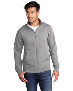 Port & Co PC78FZ Gray-Core Fleece Cadet Zip-Up Sweatshirt Gray
