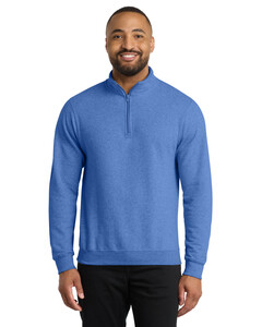 Port &amp; Co PC78Q Blue-Core Fleece 1/4-Zip Pullover Sweatshirt  Blue