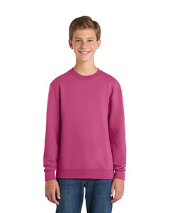 Port & Co PC78Y Pink-Youth Core Fleece Crewneck Sweatshirt Pink