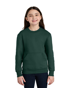 Port & Co PC78YPKT Green-Youth Core Fleece Crewneck Pocket Sweatshirt  Green