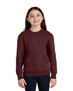 Port & Co PC78YPKT Maroon-Youth Core Fleece Crewneck Pocket Sweatshirt  Maroon