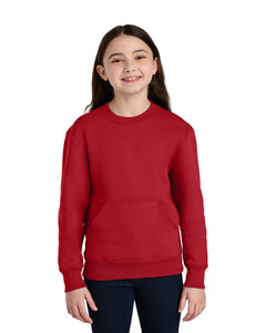 Port & Co PC78YPKT Red-Youth Core Fleece Crewneck Pocket Sweatshirt  Red