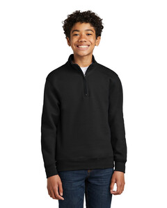 Port & Co PC78YQ Black-Youth Core Fleece 1/4-Zip Pullover Sweatshirt Black