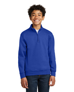 Port &amp; Co PC78YQ Blue-Youth Core Fleece 1/4-Zip Pullover Sweatshirt Blue
