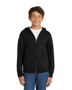 Port & Co PC78YZH Black-Youth Core Fleece Full-Zip Hooded Sweatshirt  Black