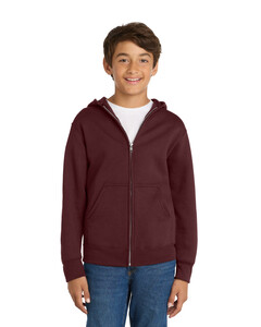 Port & Co PC78YZH Maroon-Youth Core Fleece Full-Zip Hooded Sweatshirt  Maroon