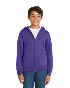 Port & Co PC78YZH Purple-Youth Core Fleece Full-Zip Hooded Sweatshirt  Purple