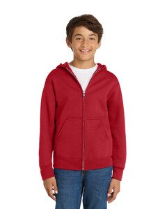 Port & Co PC78YZH Red-Youth Core Fleece Full-Zip Hooded Sweatshirt  Red