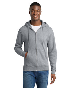 Port & Co PC78ZH Gray-Core Fleece Full-Zip Hoodie Gray