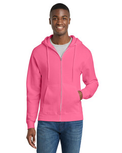 Port & Co PC78ZH Pink-Core Fleece Full-Zip Hoodie Pink