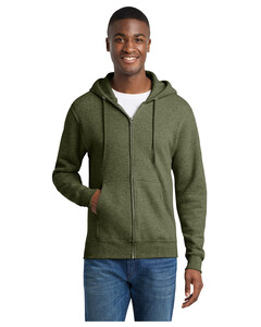 Port & Co PC78ZH Green-Core Fleece Full-Zip Hoodie Green
