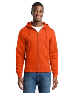 Port & Co PC78ZH Orange-Core Fleece Full-Zip Hoodie Orange