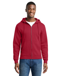 Port &amp; Co PC78ZH Red-Core Fleece Full-Zip Hoodie Red
