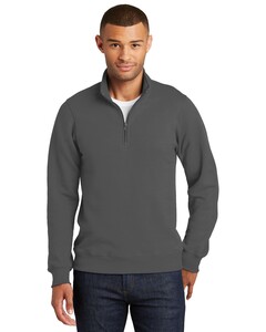 Port & Co PC850Q Gray-Fan Favorite Fleece 1/4-Zip Pullover Sweatshirt Gray