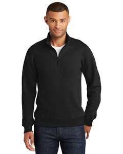 Port & Co PC850Q Black-Fan Favorite Fleece 1/4-Zip Pullover Sweatshirt Black