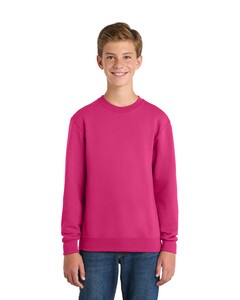 Port & Co PC90Y Pink-Youth Crewneck Sweatshirt Pink