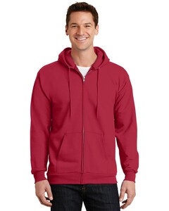Port &amp; Co PC90ZH Red-Full-Zip Hoodie Red