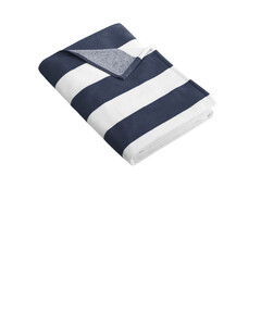 Port & Co PT43 Navy-Cabana Stripe Beach Towel Navy