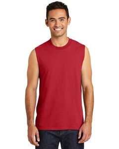Core Cotton Sleeveless T-Shirt Red Port & Company PC54SL Red