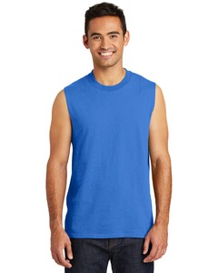 Core Cotton Sleeveless T-Shirt Blue Port & Company PC54SL Blue