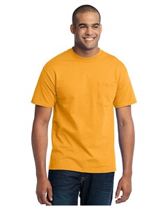 50/50 Cotton/Poly T-Shirt with Pocket Yellow Port & Company PC55P Yellow