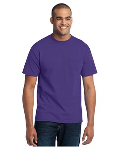 50/50 Cotton/Poly T-Shirt with Pocket Purple Port & Company PC55P Purple