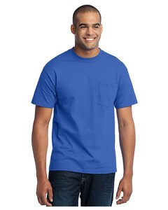 50/50 Cotton/Poly T-Shirt with Pocket Blue Port & Company PC55P Blue