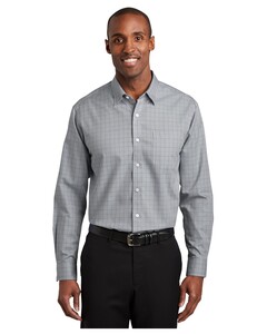 Windowpane Plaid Non-Iron Shirt Gray Red House RH70 Gray