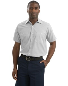 Red Kap CS20LONG Gray-Long Size, Short Sleeve Striped Industrial Work Shirt Gray