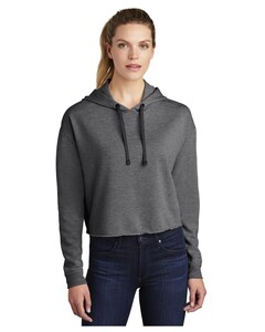 Sport-Tek LST298 Gray-Women's PosiCharge Tri-Blend Wicking Fleece Crop Hoodie Gray