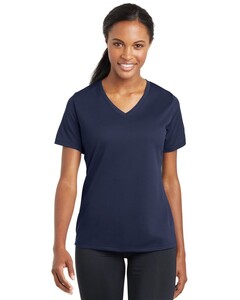 Women's PosiCharge RacerMesh V-Neck T-Shirt Navy Sport-Tek LST340 Navy