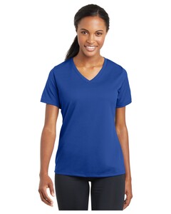 Sport-Tek LST340 Blue-Women&#x27;s PosiCharge RacerMesh V-Neck T-Shirt Blue