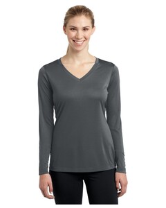 Women's Long Sleeve V-Neck Competitor T-Shirt Gray Sport-Tek LST353LS Gray