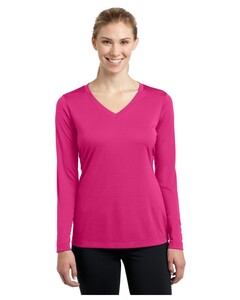 Women's Long Sleeve V-Neck Competitor T-Shirt Pink Sport-Tek LST353LS Pink