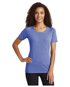 Women's PosiCharge Tri-Blend Wicking Scoop Neck Raglan T-Shirt Blue Sport-Tek LST400 Blue