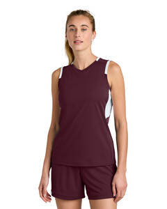 Women's Club Sleeveless V-Neck Maroon Sport-Tek LST441 Maroon
