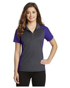 Sport-Tek LST652 Gray-Women's Colorblock Micropique Sport-Wick Polo Shirt Gray