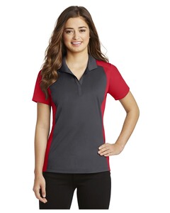 Sport-Tek LST652 Gray-Women's Colorblock Micropique Sport-Wick Polo Shirt Gray