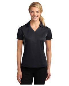 Sport-Tek LST655 Black-Women's Side Blocked Micropique Sport-Wick  Polo Shirt  Black